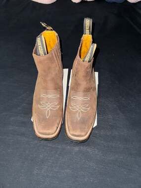 Carreta Boots Men's Brown Nobuck Leather Square Toe Ankle Western Cowboy Boots